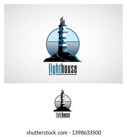 Lighthouse logo design template and illustration with the details, this logo can use for label product/brand, company, landmark logo, and many much ideas. - Vector.