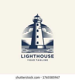 Lighthouse logo design template illustration
