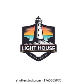 Lighthouse logo design template illustration
