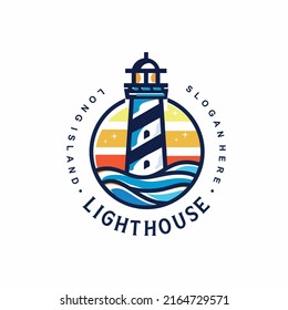 Lighthouse logo design template illustration. beacon building coast tower vector