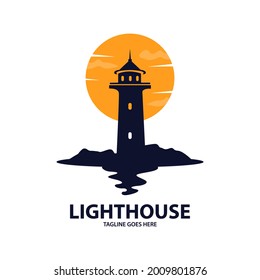 lighthouse logo design template. lighthouse symbol icon.