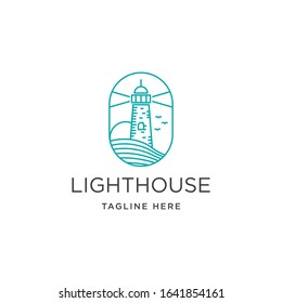 Lighthouse logo design template vector illustration