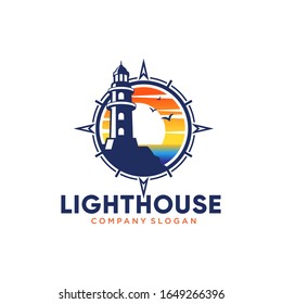Lighthouse logo design template vector illustration