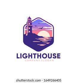 Lighthouse logo design template vector illustration