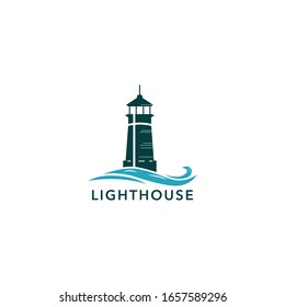 Lighthouse logo design. Vector illustration.