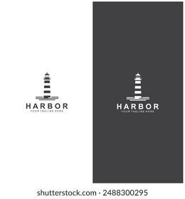 Lighthouse logo design vector illustration template