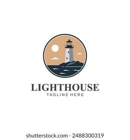 Lighthouse logo design vector illustration template