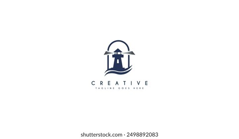 Lighthouse logo design vector illustration.