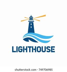 Lighthouse Logo Design. Vector Illustration