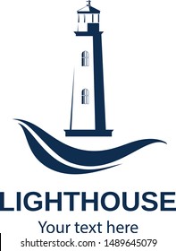 Lighthouse Stylized Seascape Lighthouse Rays Vector Stock Vector ...