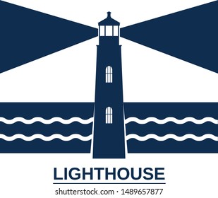 Lighthouse Stylized Seascape Lighthouse Rays Vector Stock Vector ...