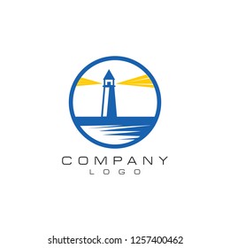 lighthouse logo design vector template