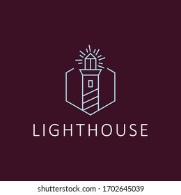 Lighthouse logo design vector template with Modern Building Concept style.