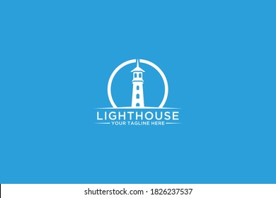 Lighthouse logo design vector template