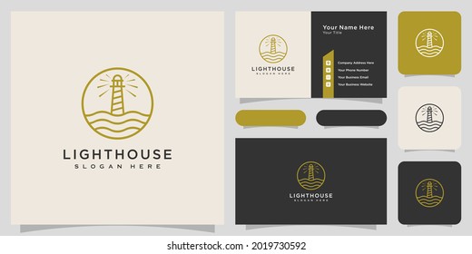 lighthouse logo design vector template