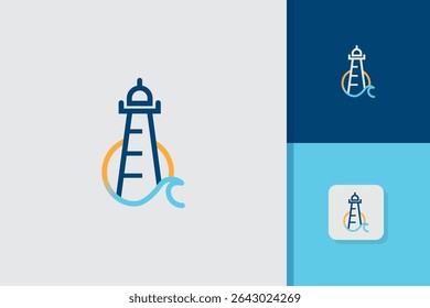 lighthouse logo design vector template