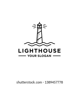 Lighthouse logo design with vintage style