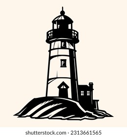 Lighthouse logo formed with simple and modern shape, drawing elegant minimalist style