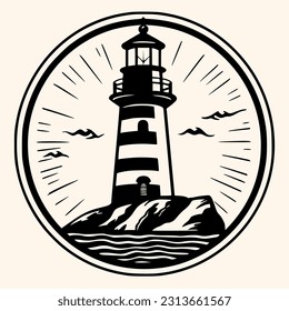 Lighthouse logo formed with simple and modern shape, drawing elegant minimalist style