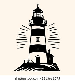 Lighthouse logo formed with simple and modern shape, drawing elegant minimalist style