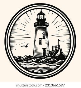 Lighthouse logo formed with simple and modern shape, drawing elegant minimalist style