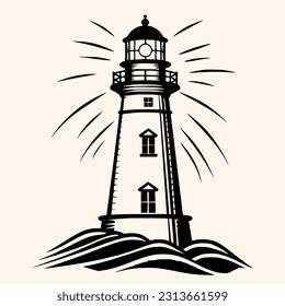 Lighthouse logo formed with simple and modern shape, drawing elegant minimalist style