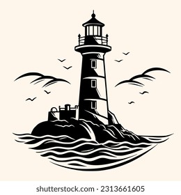 Lighthouse logo formed with simple and modern shape, drawing elegant minimalist style