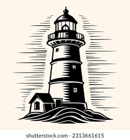 Lighthouse logo formed with simple and modern shape, drawing elegant minimalist style