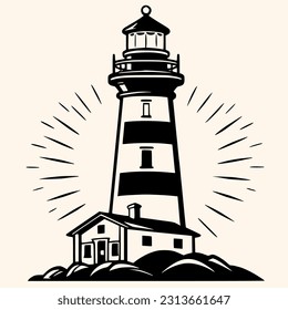 Lighthouse logo formed with simple and modern shape, drawing elegant minimalist style