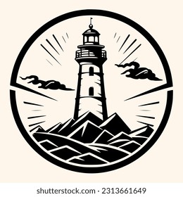 Lighthouse logo formed with simple and modern shape, drawing elegant minimalist style