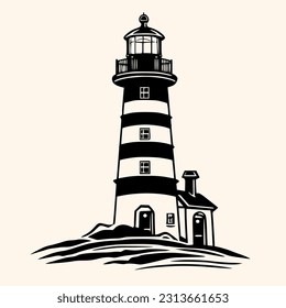 Lighthouse logo formed with simple and modern shape, drawing elegant minimalist style