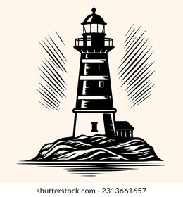 Lighthouse logo formed with simple and modern shape, drawing elegant minimalist style