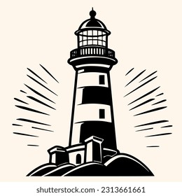 Lighthouse logo formed with simple and modern shape, drawing elegant minimalist style