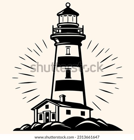 Lighthouse logo formed with simple and modern shape, drawing elegant minimalist style