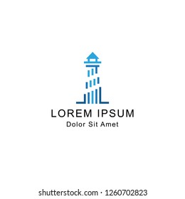lighthouse logo grid line template modern design