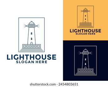 Lighthouse logo. Harbor icon. Light beacon symbol. Maritime tower logo Vector illustration