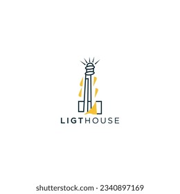Lighthouse Logo Icon Design Template, Modern, Simple, Line Vector
