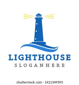 lighthouse logo, icon and illustration