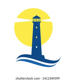 lighthouse logo, icon and illustration