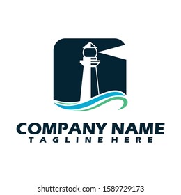 Lighthouse Logo, lighthouse icon in trendy design style. 