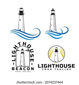 lighthouse logo, icon and vector