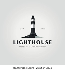 lighthouse logo icon vintage design vector, illustration of nautical