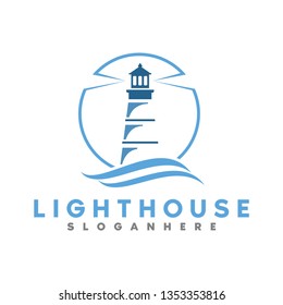 Lighthouse Logo Design Vector Illustration Stock Vector (Royalty Free ...