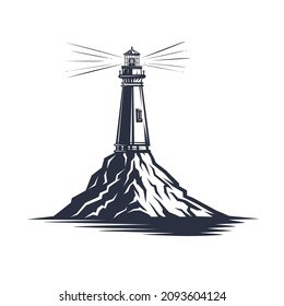 Lighthouse logo or label. Lighthouse icon isolated on white background.