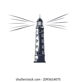 Lighthouse logo or label. Lighthouse icon isolated on white background.