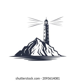 Lighthouse logo or label. Lighthouse icon isolated on white background.