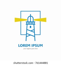 Lighthouse logo line abstract design vector template.