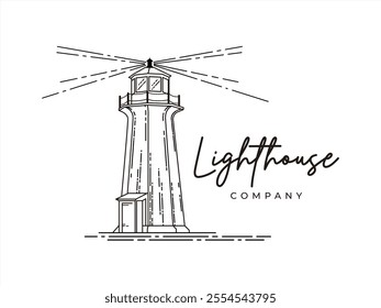 Lighthouse logo line art design minimalist Monoline design