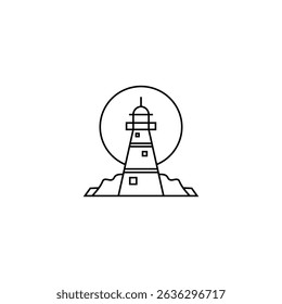lighthouse logo in line art design style