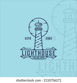 lighthouse logo line art simple minimalist vector illustration template icon graphic design